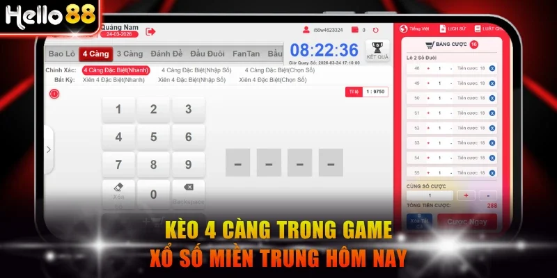 Kèo 4 càng trong Xổ Số Miền Trung hôm nay